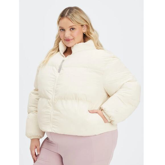 Fabletics Puffer Wander Cropped Womens Jacket Size XXL color: Egret NWT - Picture 1 of 16